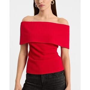 NWT Express Off The Shoulder Top Shirt Womens Medium Red NEW